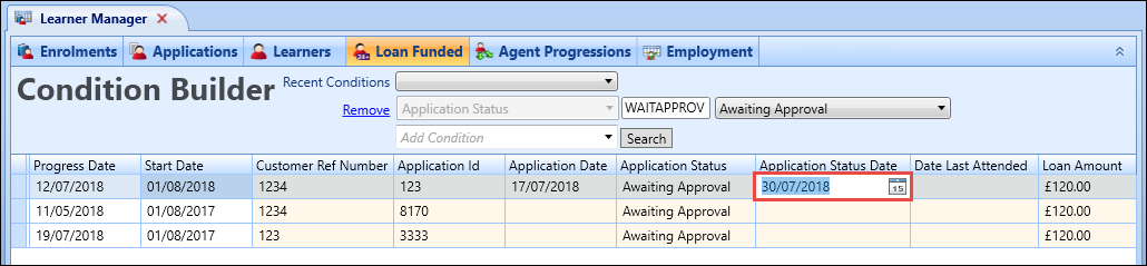 Loan Funded tab - field changed