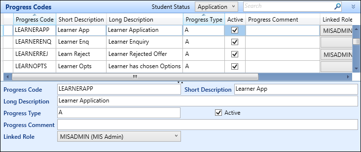 Progress Codes reference data