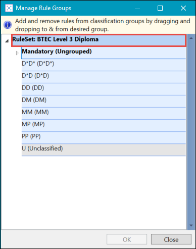 RuleSet expandable list