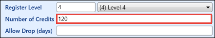 Number of Credits field