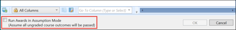 Run Awards in Assumption Mode check box