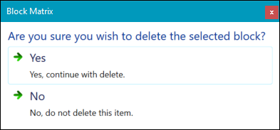 Delete block confirmation message