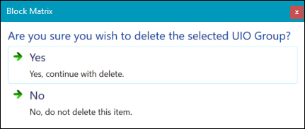 Delete UIO group confirmation message