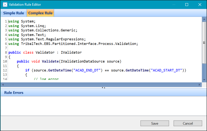 Complex Rule tab