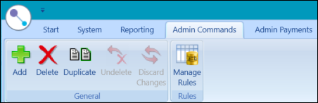 Admin Commands ribbon