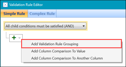 Add Validation Rule Grouping