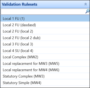 Validation Rulesets panel