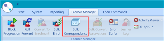 Bulk Correspondence button