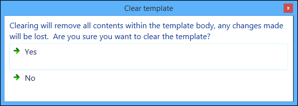 Clear Template message