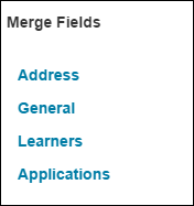 Merge Fields section