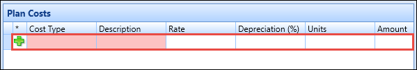 Plan Incomes screen - new row