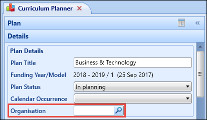 Organisation field