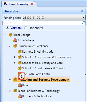 Manage plan hierarchy