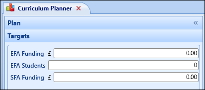 Plan Targets pane