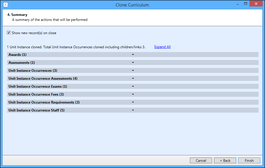 Clone Curriculum wizard - screen 4