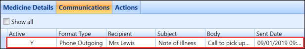 Communication record details