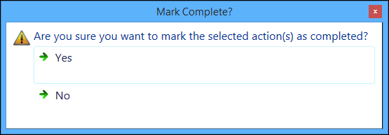 Mark Complete window