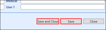 Save and Save and Close buttons