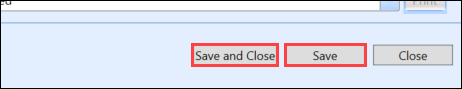 Save and Save and Close buttons