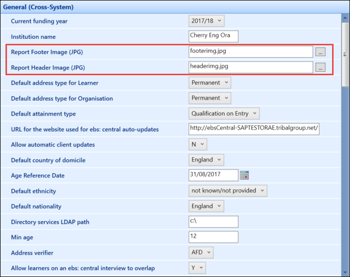 General (Cross-System) Institution Settings