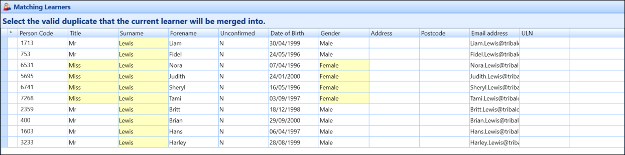 Matching Learners section