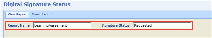 Signature status and report name filters