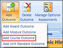 Add Course Outcome option