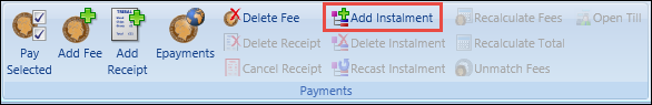 Add Instalment button