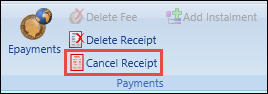 Cancel Receipt button