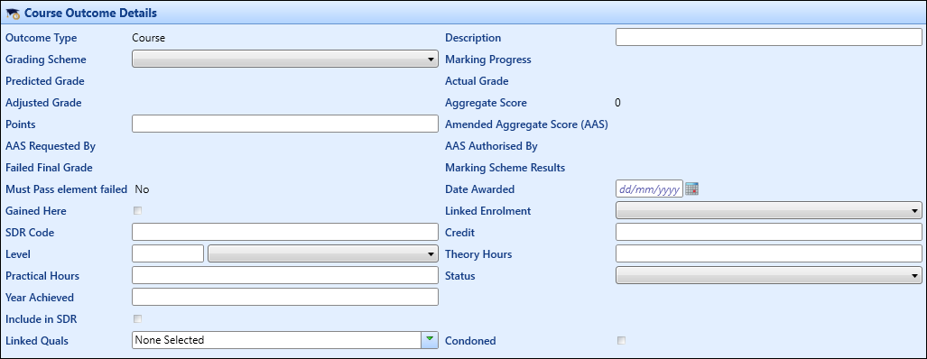 Course Outcome Details section