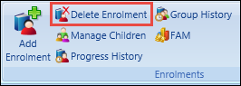 Delete Enrolment button