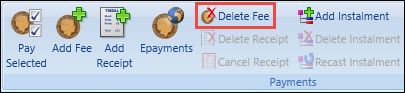 Delete Fee button