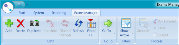 Exams Manager Ribbon