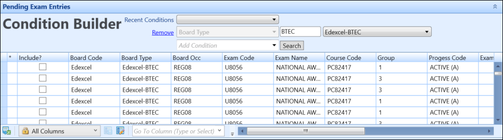 Pending Exam Entries