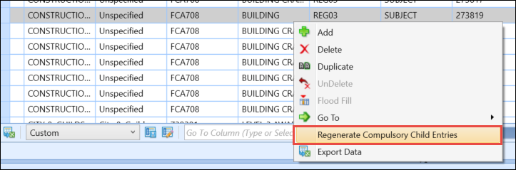 Regenerate Compulsory Child Entries option