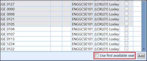 Use first available seat check box