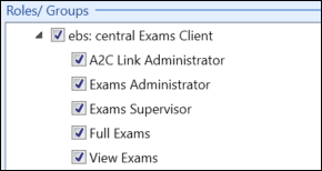 ebs: central Exams Client Roles