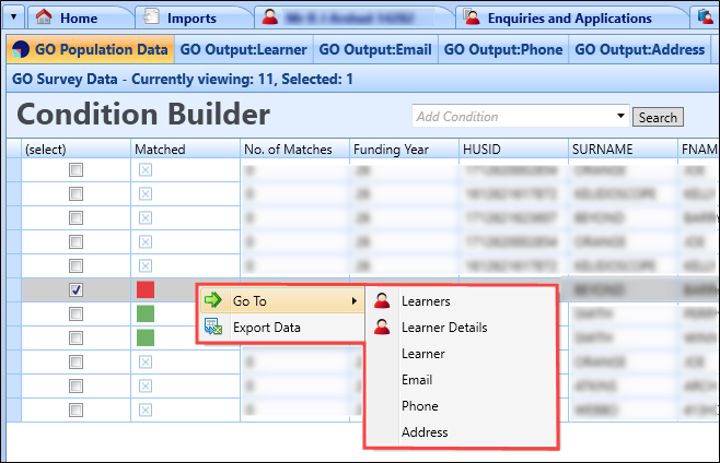 Go To Graduate Outcomes tab