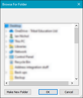 Browse for Folder window