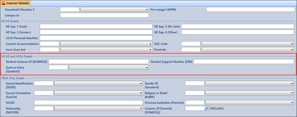 ILR HE and HESA Details