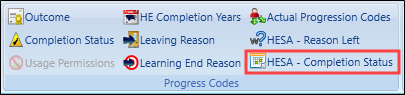 HESA - Completion Status button