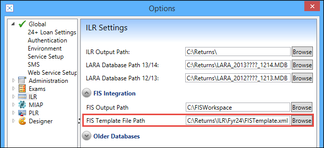 FIS Template File Path field - funding year specific