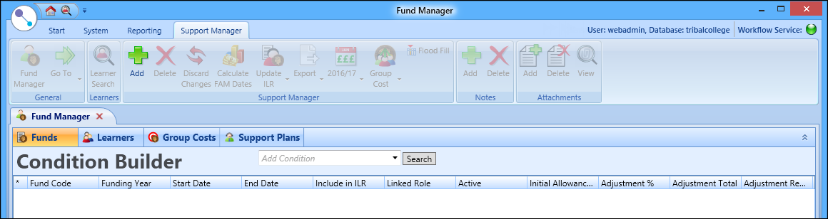 Fund Manager screen