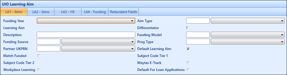 LA1 - Aims tab