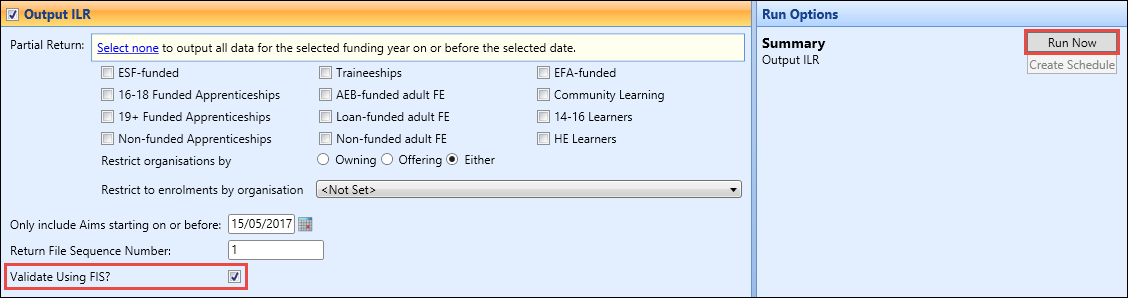 Validate Using FIS? setting