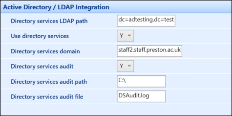 Active Directory/LDAP Integration institution settings screen