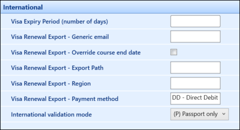 International institution settings screen