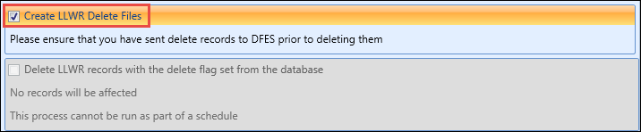 Create LLWR Delete Files check box