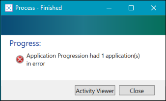 Application Progression error