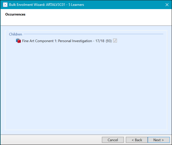 Bulk Enrolment Wizard - Occurrences
